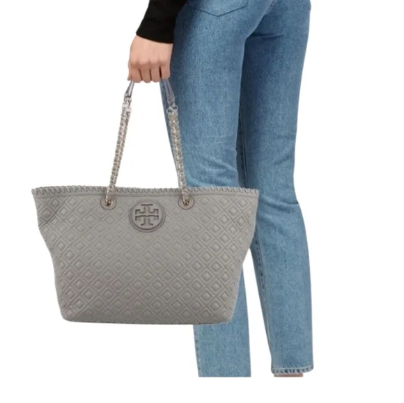 Tory Burch Quilted Shoulder Bag in Cream - Picture 2 of 16